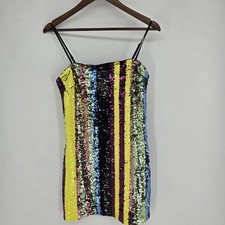 Forever 21 Sequin Mini Dress Medium Bodycon Neon Clubwear Glam