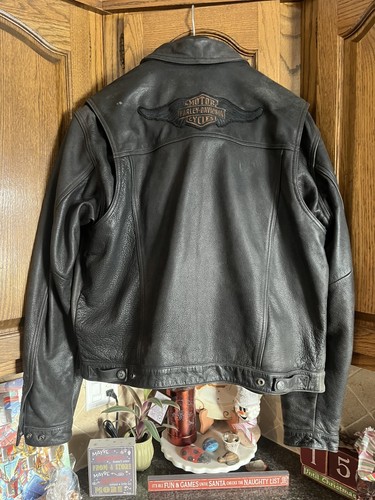 harley davidson distressed leather jacket Size Large