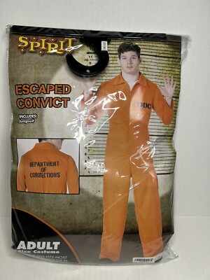Escaped Convict Jumpsuit Spirit Halloween Costume ADULT One Size OSFM New 