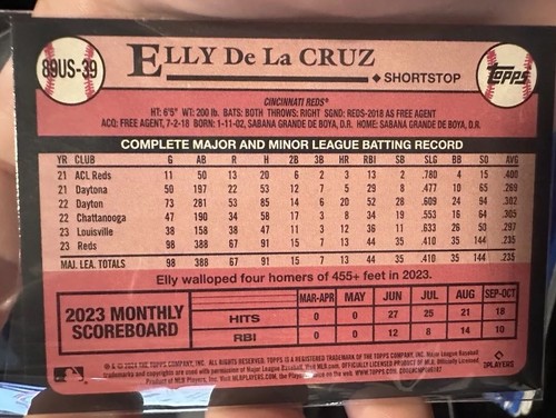 Elly De La Cruz RC Rookie 89US-39 2024 Aggiornamento Topps 35° Anniversario Throwback - Foto 2 di 2