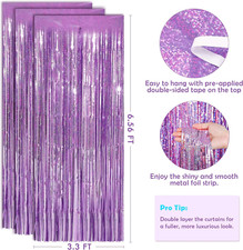 Pink Tinsel Curtain Backdrop - 2 Pack Party Decor for Girls, Birthday, Sleepover
