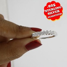 Cubic Zirconia Eternity Wedding Ring 14K Gold Plated Sterling Silver