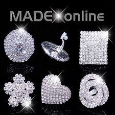 Large Clip On Earrings, Big Silver Plated Diamante Crystal Bling