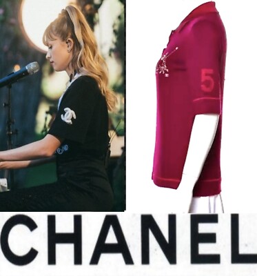Chanel Vintage 2013 Red Polo Sweater Top 34 36 38 2 4 6 Logo Patch
