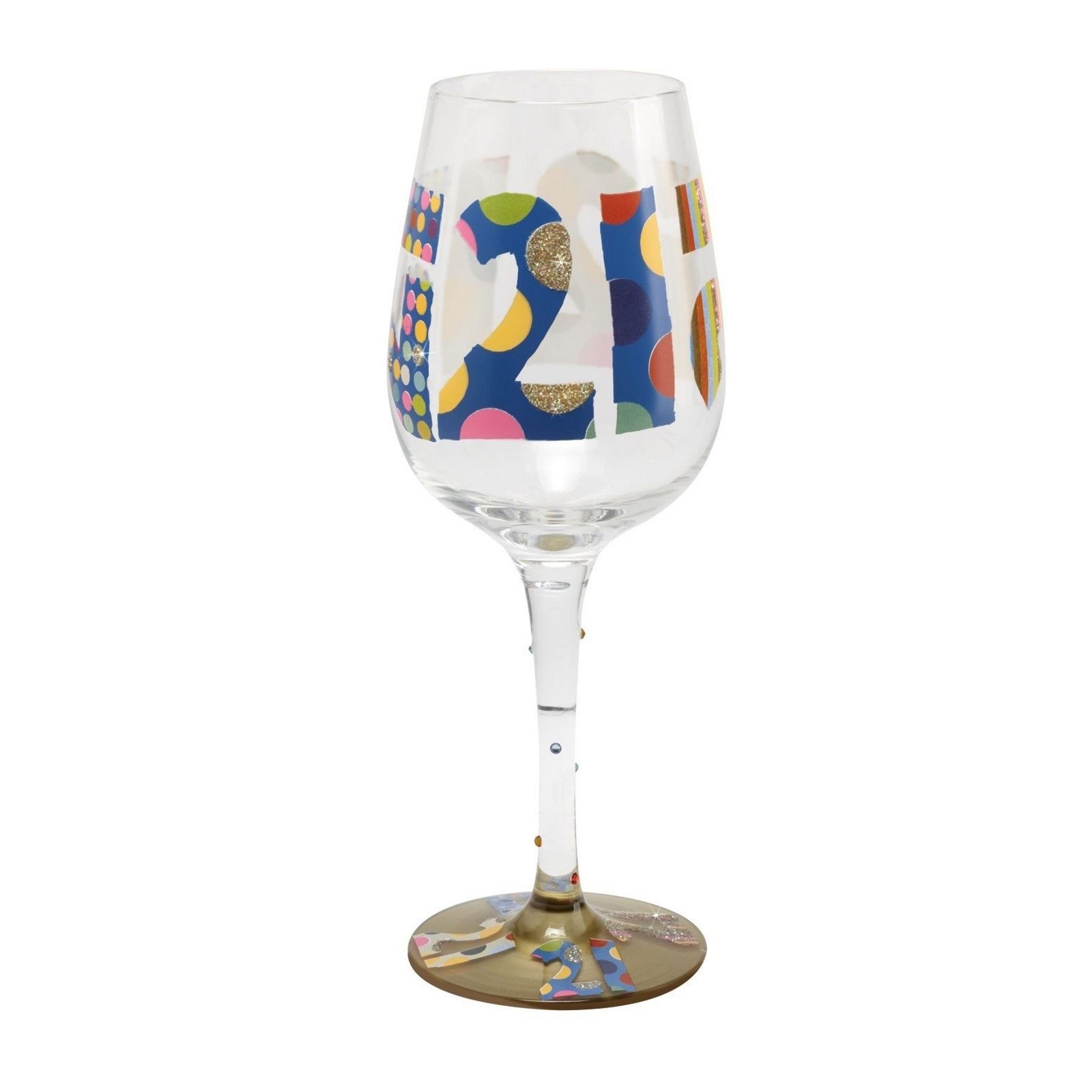 Wine Glass 21st Birthday Celebration Bright Decorated Women's Glitter Glass