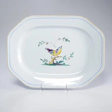 Spode England Queens Bird Blue Gray Y4973 Octagonal Oval Serving Platter 14x10.5