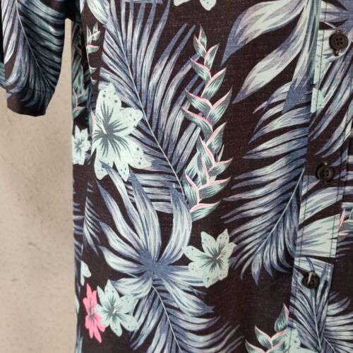 Hurley Hawaiian shirt mens medium black floral short sleeve Dri-Fit stretch Surf - Picture 5 of 13