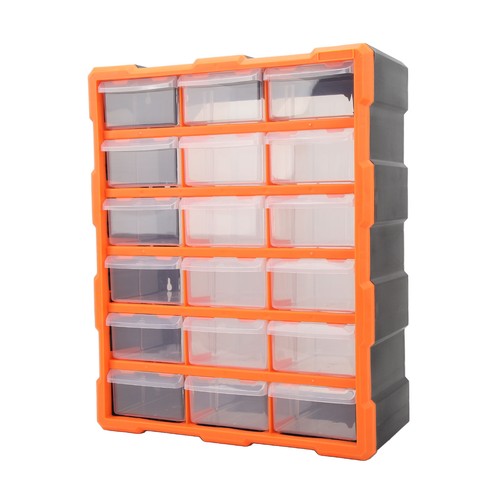 Large Capacity 18 Semi-Transparent Drawers Parts Box with Dividers - Picture 17 of 18