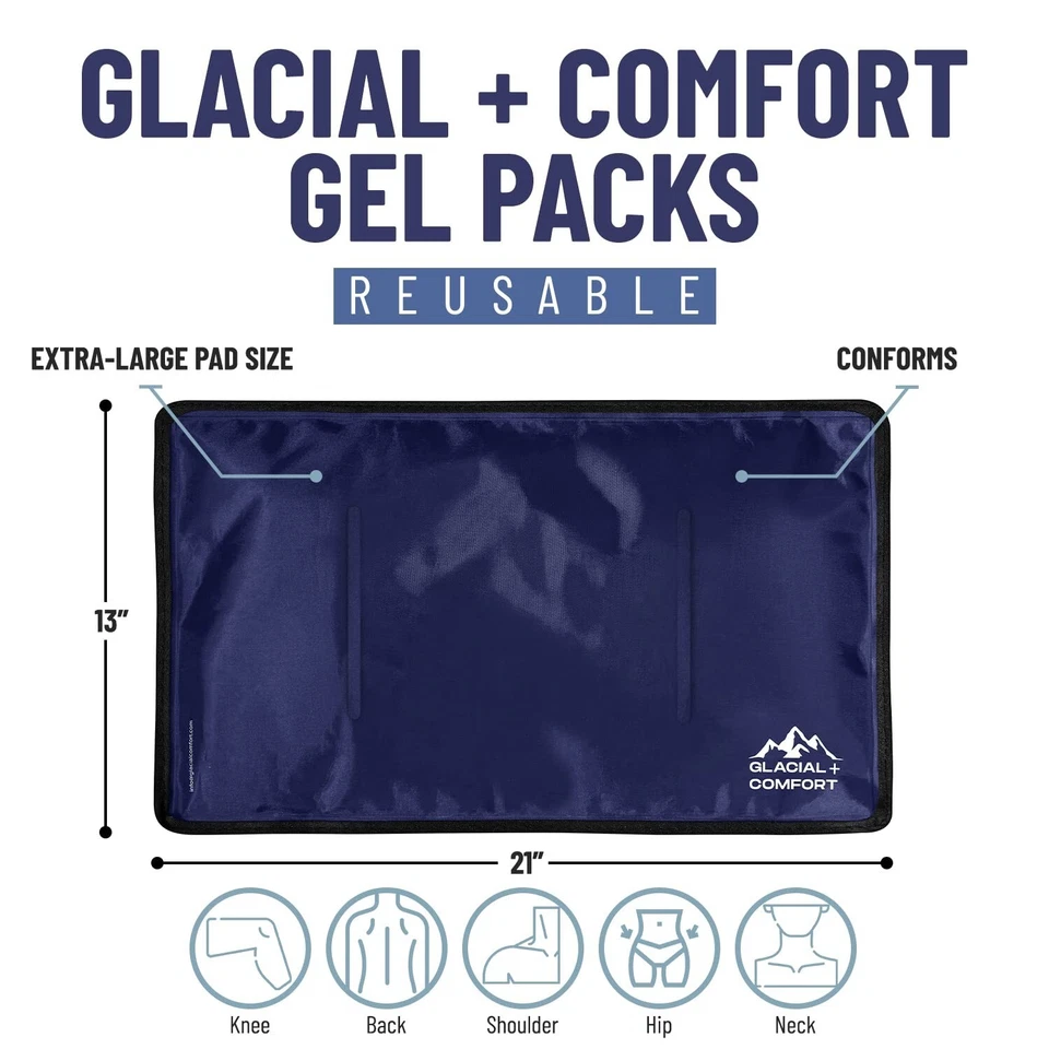 Gel Ice Pack for Back Pain Reusable Cold Pads Flex Technology 21" x13" Back Pain - Image 2 of 4