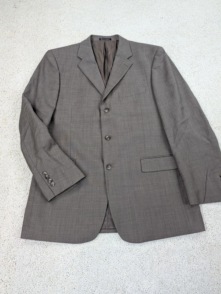 Traje Para Hombre 42R 34x31 Marrón Lana 2 Piezas Chaqueta Pantalones Conjunto 3 Botones Plisado De Colección Foto 2 de 4