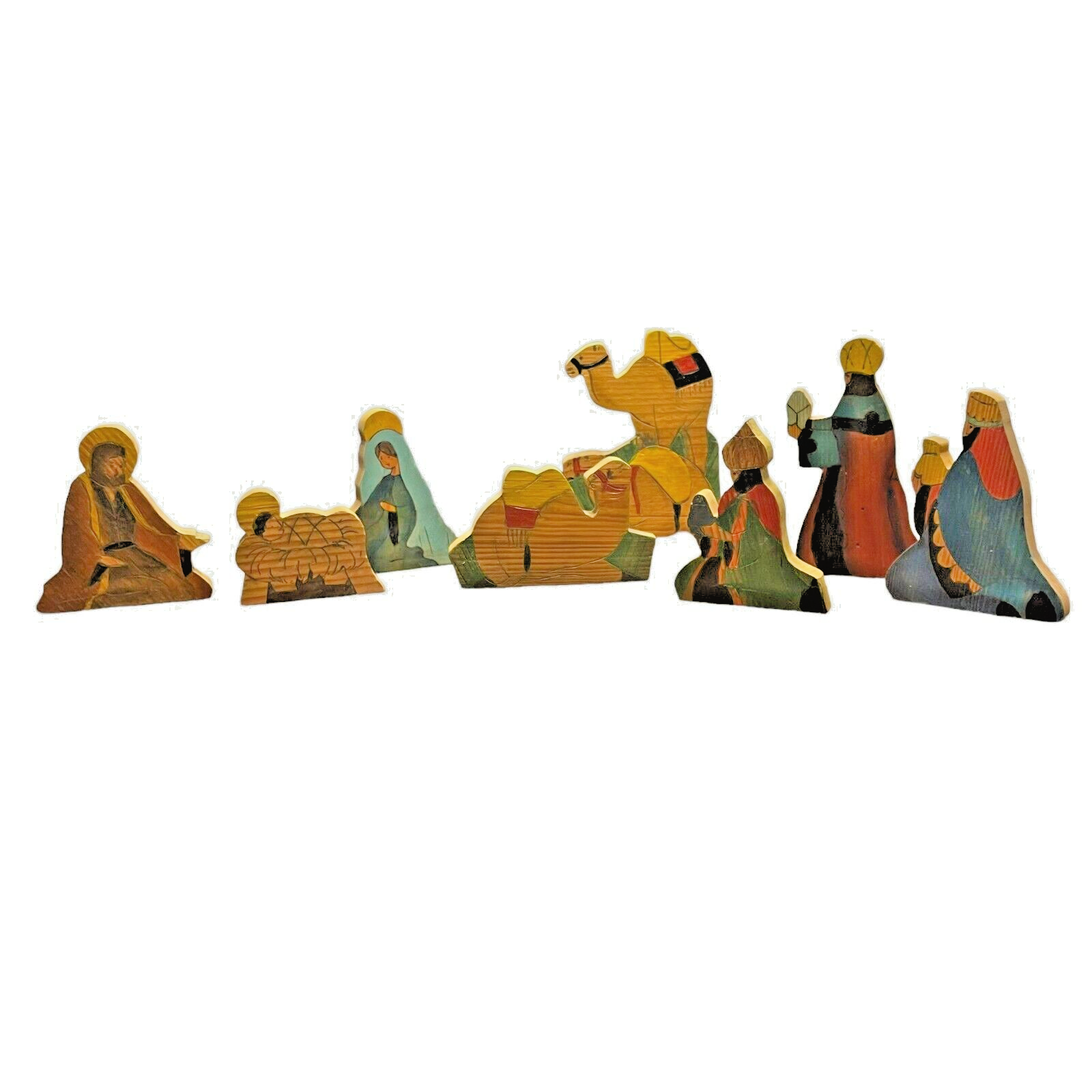 Nadi Kurt Adler Handiworks Wood Nativity Scene Christmas 8pcs Handcrafted Decor