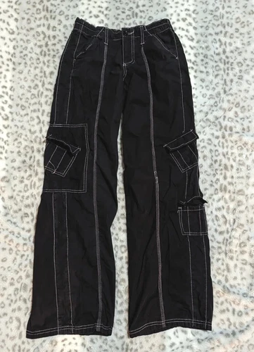 BDG URBAN OUTFITTERS Y2K Cargo Baggy Skateboarder Goth Black Skate XS EUC #829