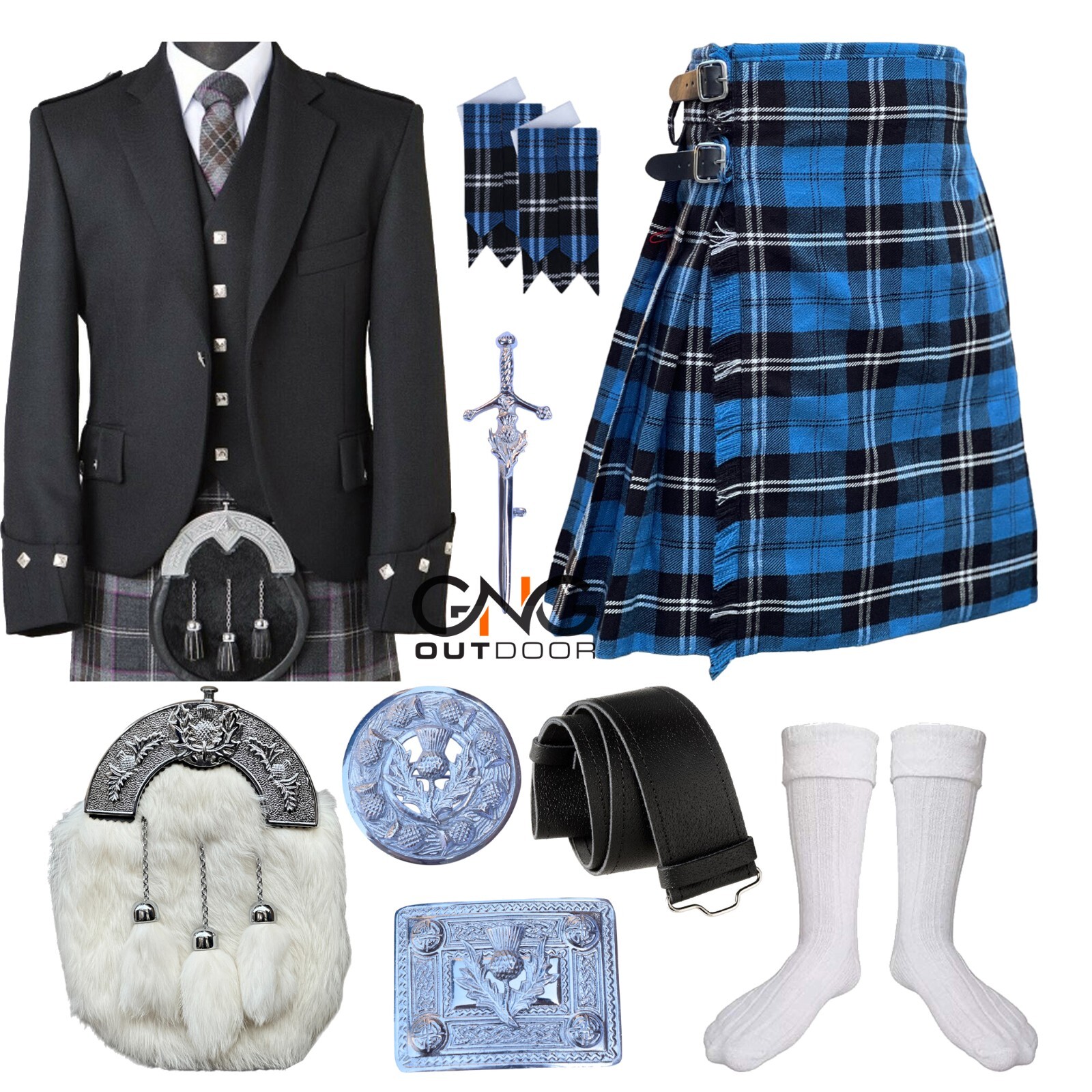 Giacca uomo scozzese Argyle matrimonio kilt outfit giacca 10 pezzi kilt outfit