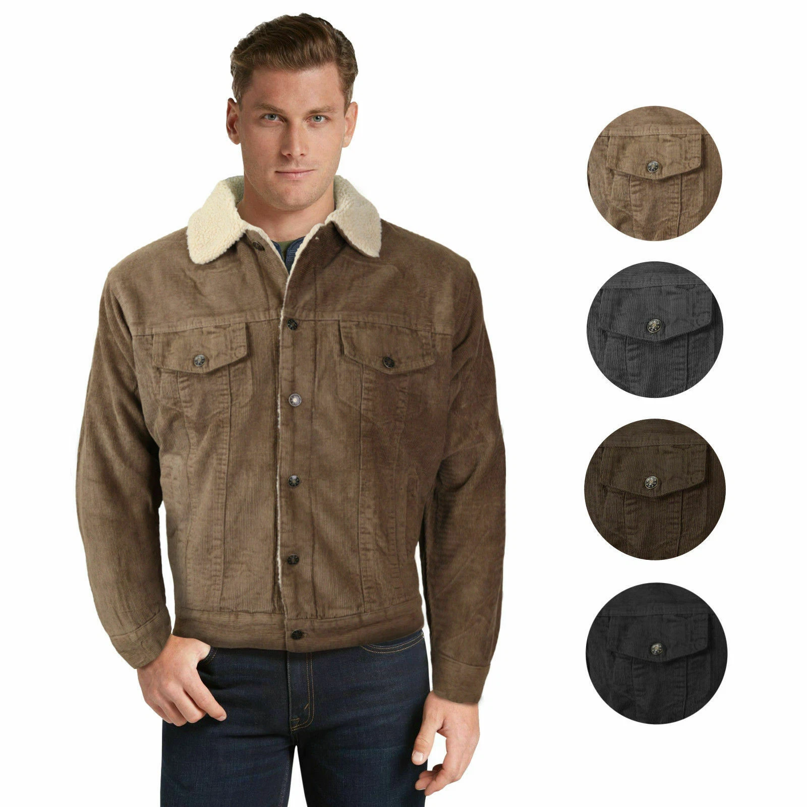 Men's Classic Button Up Lined Corduroy Trucker Jacket