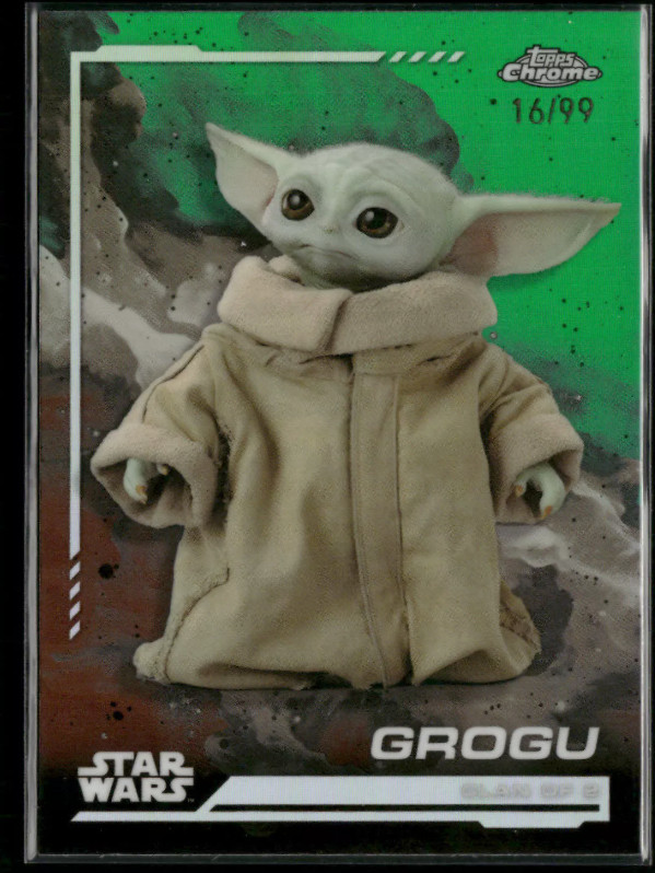 2024 Topps Chrome Star Wars The Mandalorian #22 Grogu Green Refractor 16/99 - NM