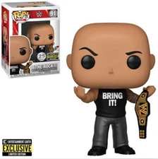 Funko Pop WWE THE ROCK with CHAMPIONSHIP BELT EE Exclusive #91 Inc. Protector