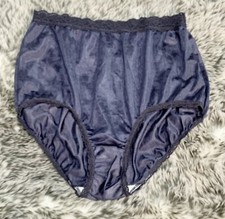 VTG Vanity Fair Size 6 Nylon Granny Panties Sheer Lace trim shiny Panty Floral