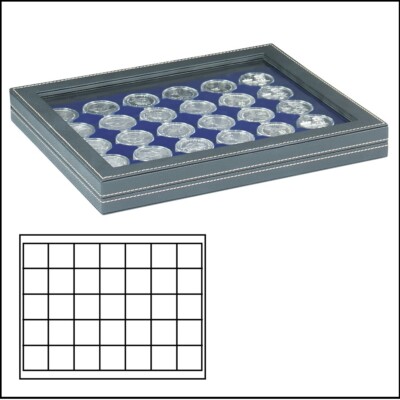LINDNER 2367-2135ME Nera M PLUS Coin Displays Blue 35 Angular Compartments 36 MM