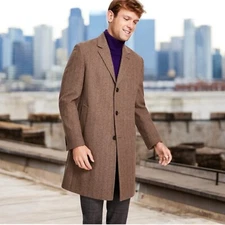 $495 Michael Kors Men's  Luxury Wool Cashmere Blend Overcoat, Brown, Size 40S
