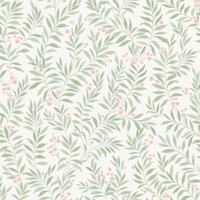 Vliestapete Blattmuster Zweige BlüTen Floral Weiß GrüN Rosa MN3409 (5,57€/1Qm)