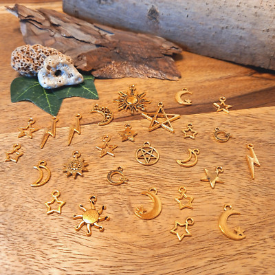 25 Himmelskörper Charms Kettenanhänger goldfarben Schmuck  (7)
