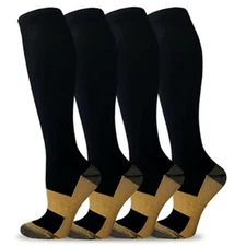 3 Pairs Compression Socks Copper Fit Knee High 20-30mmHg Energy Support Recover