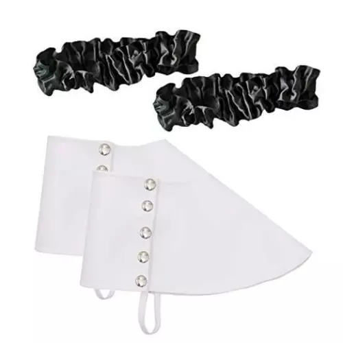 Mens Roaring 1920s Accessories Great Gatsby Costume White Spats Black Garters