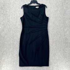 CALVIN KLEIN Sunburst Sheath Dress Black Womens 14 Knee Length Sleeveless