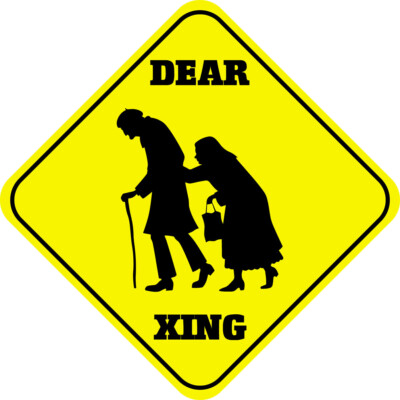 Old Folks Crossing Funny Road Sign - 12x12 Inch Aluminum Metal Decor For Indoor & Outdoor