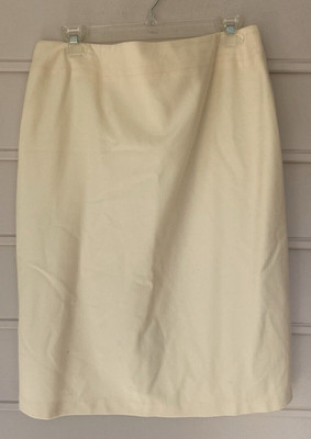 Vintage NWT Fine Feathers Wool Stretch Flannel skirt ECRU size 12 made in USA+