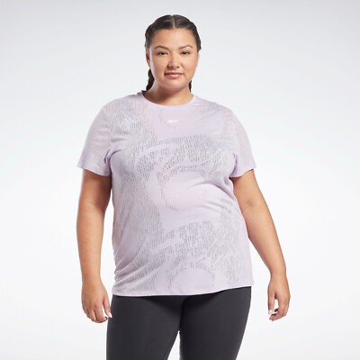 Reebok Plus Size Burnout Purple T-shirt Lightweight Short Sleeve Womens 1X