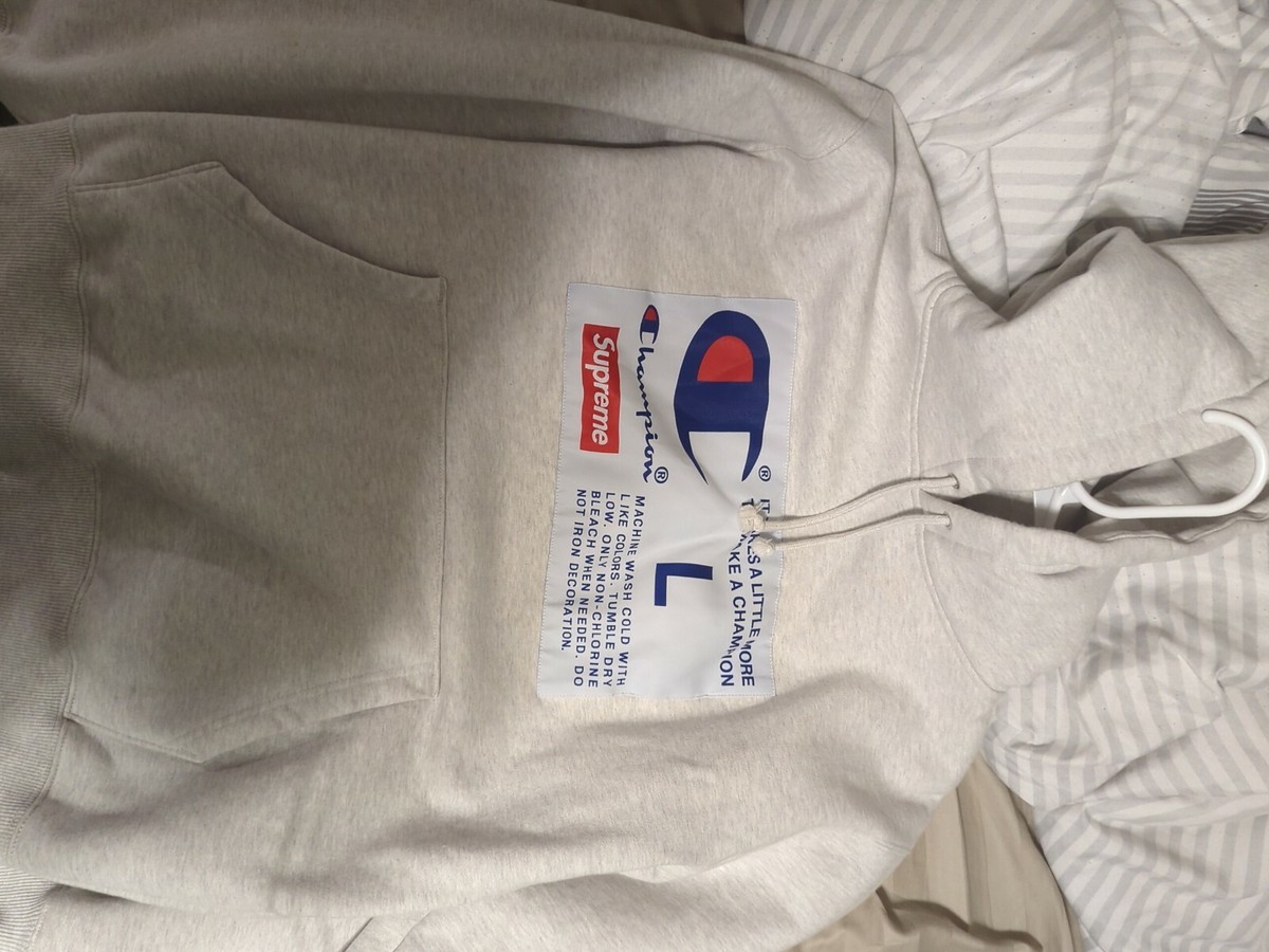 Supreme x Champion Box Label (L) Ash Grey Hoodie | eBay Supreme x Champion Box Label (L) Ash Grey Hoodie | eBay