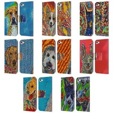 MAD DOG ART GALLERY DOG 5 LEATHER BOOK WALLET CASE FOR APPLE iPOD TOUCH MP3