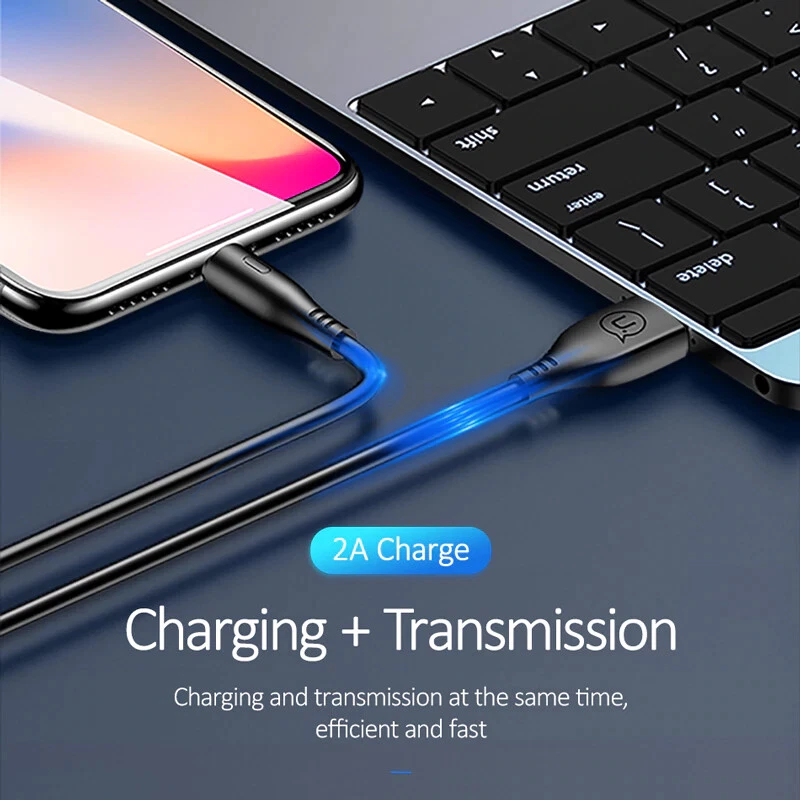 Cable USB USAMS para iPhone tipo C Micro 2A carga sincronización de datos. Negro Blanco - 1m Foto 2 de 4