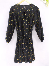 Madewell Women's Tie-Waist Mini Dress Black With French Daisies Sz M