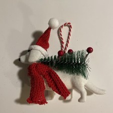 White Dachshund Christmas ornament 3  x4  NWOT