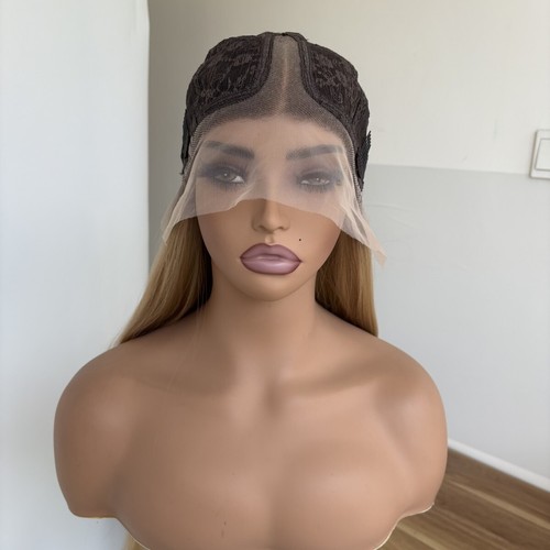 Heat Resistant Hair Natural T Lace Frontal Wigs Long Straight Soft Ombre Blonde - Picture 2 of 7