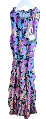 GB Girls Gianni Bini Dress 12 Pink Blue Floral Sleeveless Wedding Summer $69