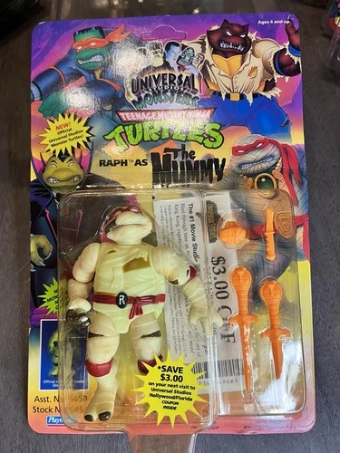 TMNT Raph as Mummy Monsters vintage Turtles figure MOC 1993 unpunched And Case