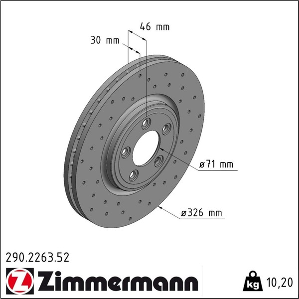 2X Zimmermann 290.2263.52 Bremsscheibe FüR Jaguar XF S Type XJ XK X250 X200-image