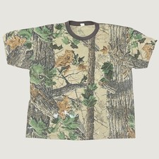 Vintage 90s Camo Camouflage Realtree Single Stitch Distressed Pocket T-Shirt 2XL