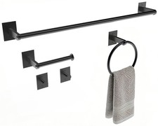 Matte Black Bathroom Accessories Set, 5 Pieces Bathroom Hardware Set, 24 inch...