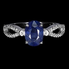 NWT NATURAL OVAL SAPPHIRE 8X6MM RING SIZE 6 IN 925 STERLING SILVER.