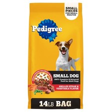 Pedigree Adult Small Dog Dry Dog Food,Grilled Steak and Vegetable Flavor14lb.Bag
