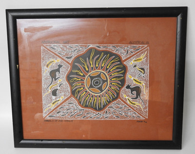 Aboriginal Art   Australia, M. Conlon 91 - Vintage Kunstdruck auf Stoff