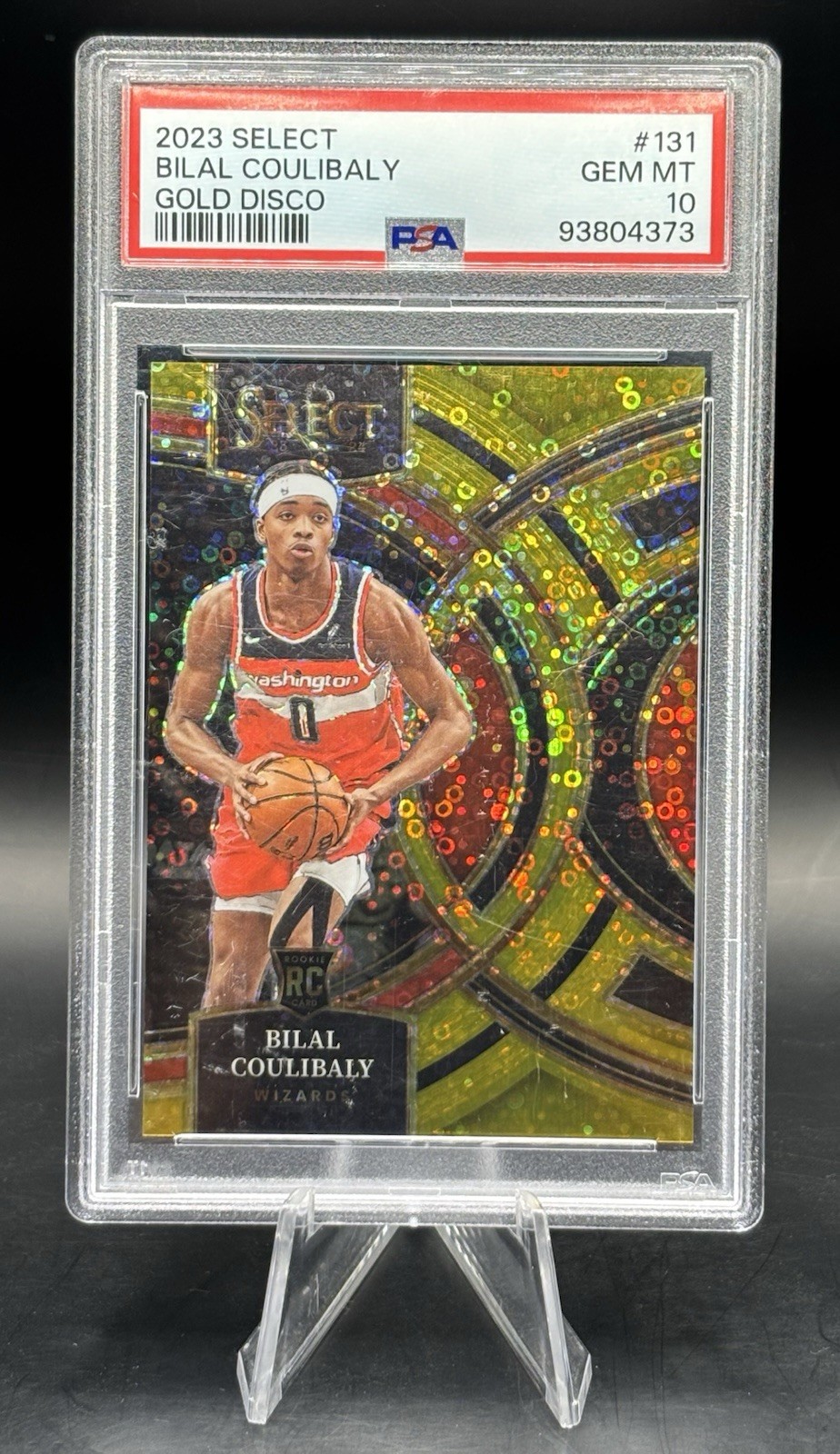 2023-24 Panini Select - Premier Level Bilal Coulibaly Gold Disco Prizm /10 (RC)