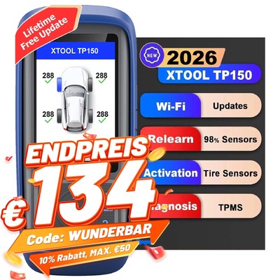 XTOOL TP150 KFZ WIFI TPMS OBD2 Diagnosegerät RDKS Programmier Reifendrucksensor