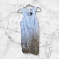 Michael Kors Women Cream Animal Print Pencil Dress w/ Cut-Out Detail US Size: M