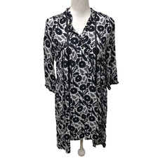 As Know As Tunic Dress Womens Medium Black Floral 3/4 Sleeve Japanese Designer 