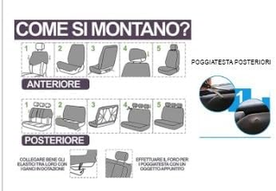 Coprisedili blu cotone per interni auto Acquisti Online su